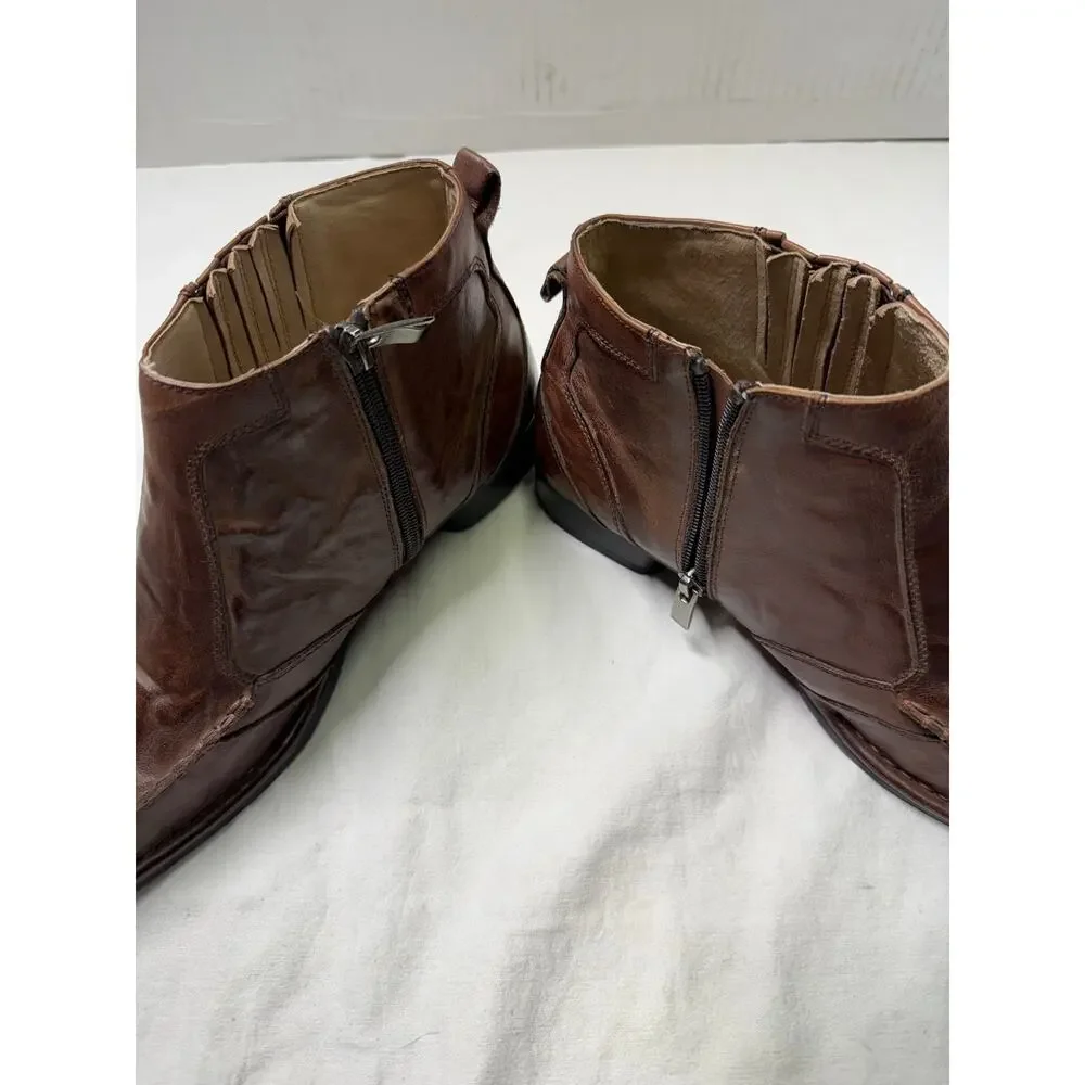 Stacy Adams Men’s Square Toe Ankle zipper Brown Chelsea Boots Size 9M